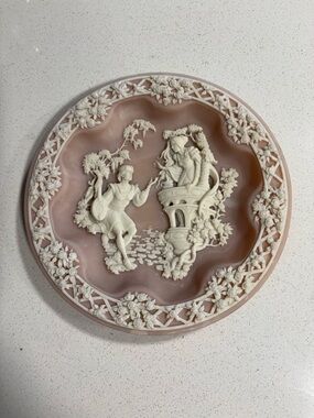 Pink Cameo-Style Decorative Wall Plate - Home Art